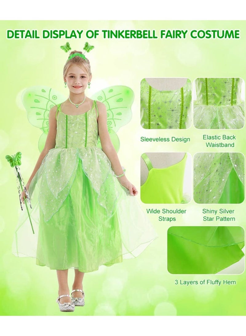 فستان تنكر تينكر بيل للأميرات الفتيات - زي تنكري للأميرات والفراشات للفتيات لحفلات عيد الميلاد ومهرجانات الكرنفال وكوسبلاي عيد الميلاد - Image 5